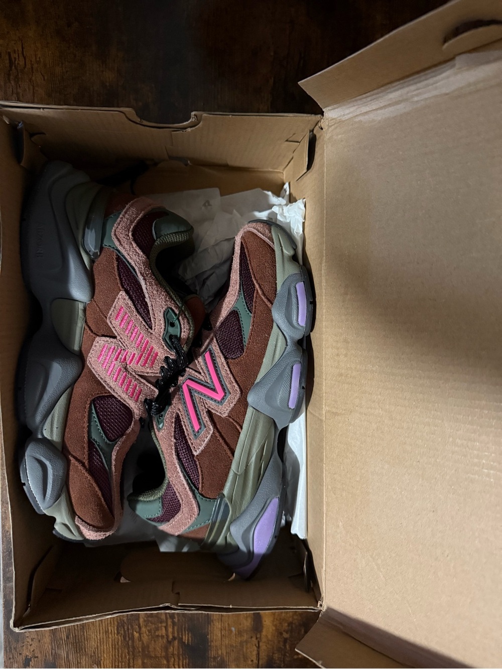 New Balance Brown, Pink & Olive Women's Chunky Sneakers. Size 5.5. $125